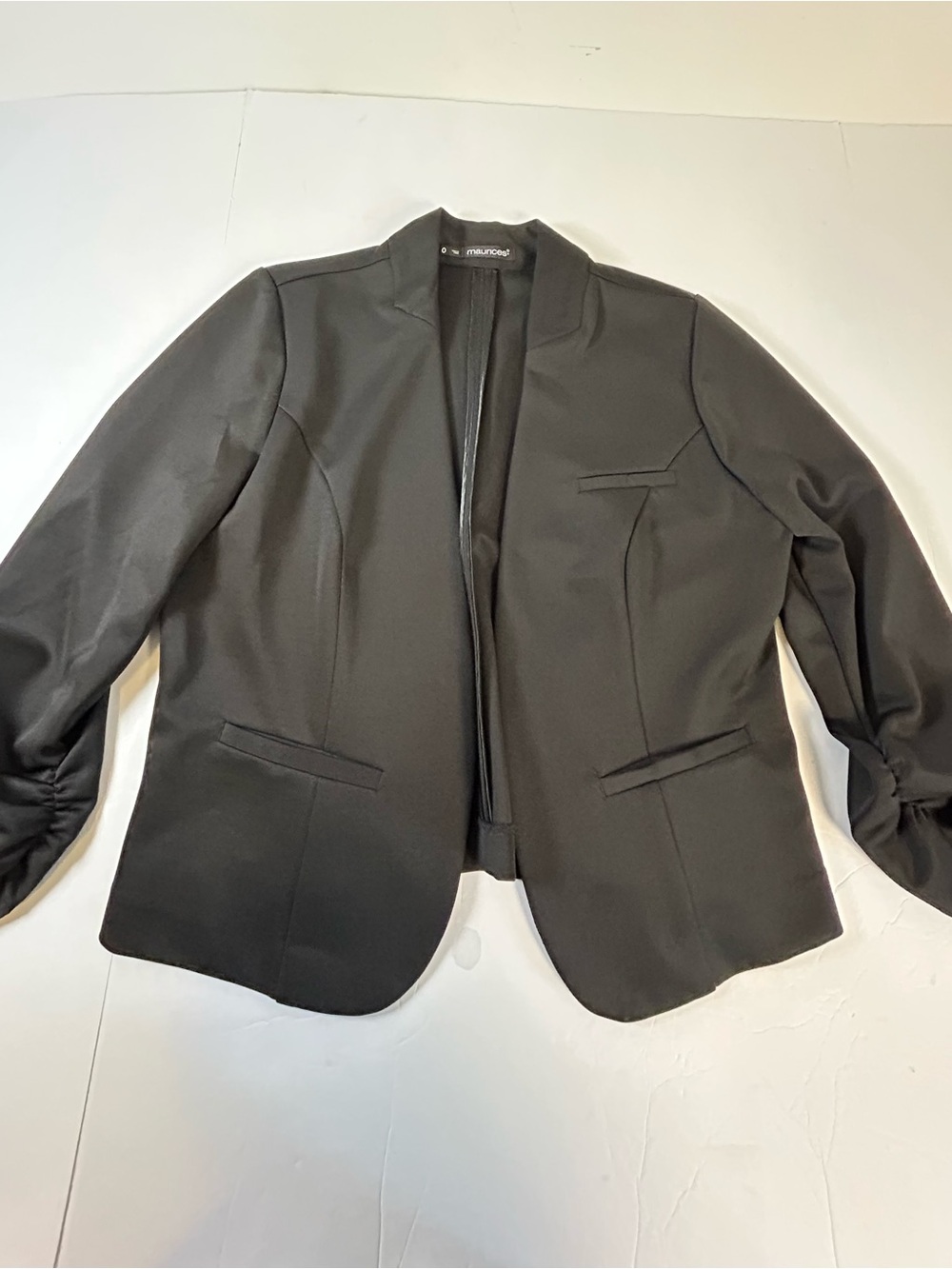 Maurices + (plus size) Black Open Front Blazer with Tailored Seams